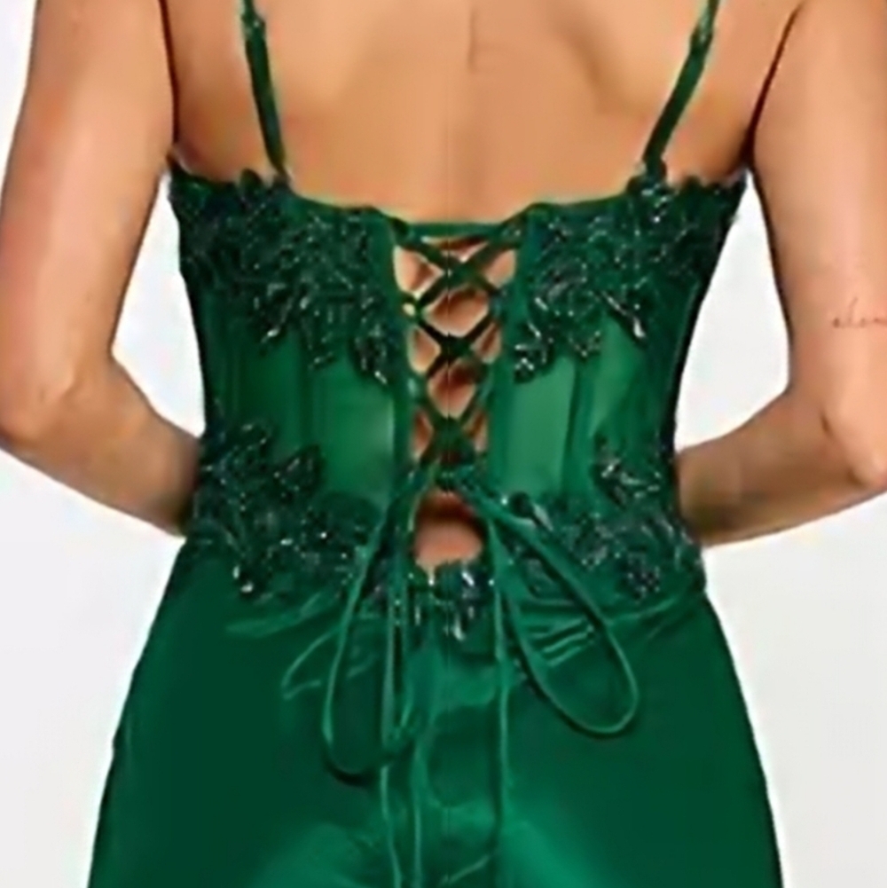 TLC Say Yes To The Prom Green Embellished Corset Gown - Picture 11 of 14